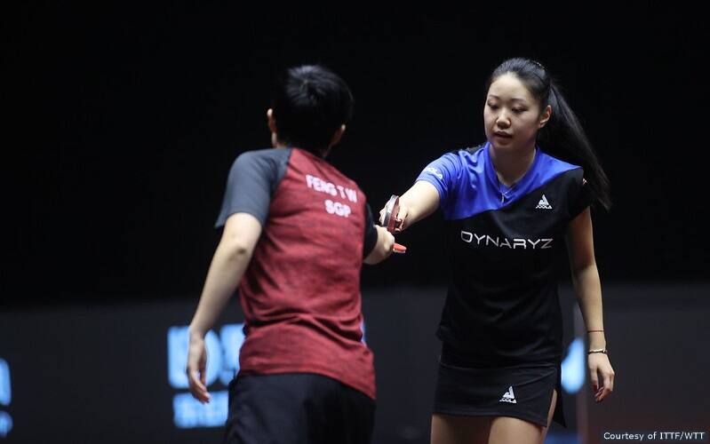 FENG Tianwei (SGP) versus ZHANG Lily (USA) at the 2020 WTT Macao - Battle 2020