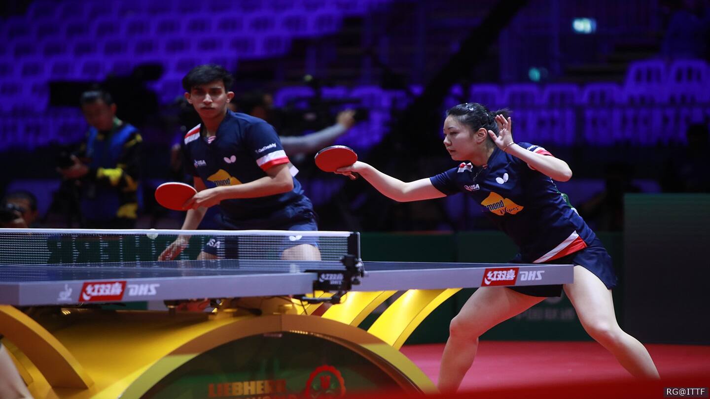 Nikhil Kumar and Lily Zhang play doubles in international play.