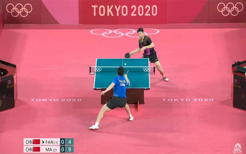 Ma longplaying in match 1 of the Tokyo 2020 Olympic Finals