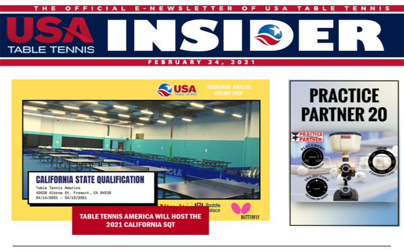 Insider Cover Photo, February 24, 2021 TTA club photo, Butterfly Practice Partner 20 Robot photo