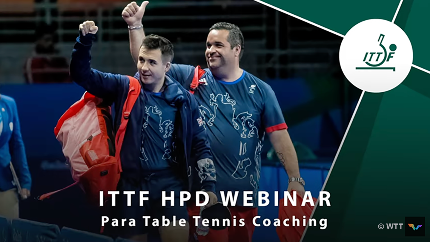ITTF High Performance & Development Webinar 48 - Para Table Tennis Coaching. Coach and player celebrating a victory.