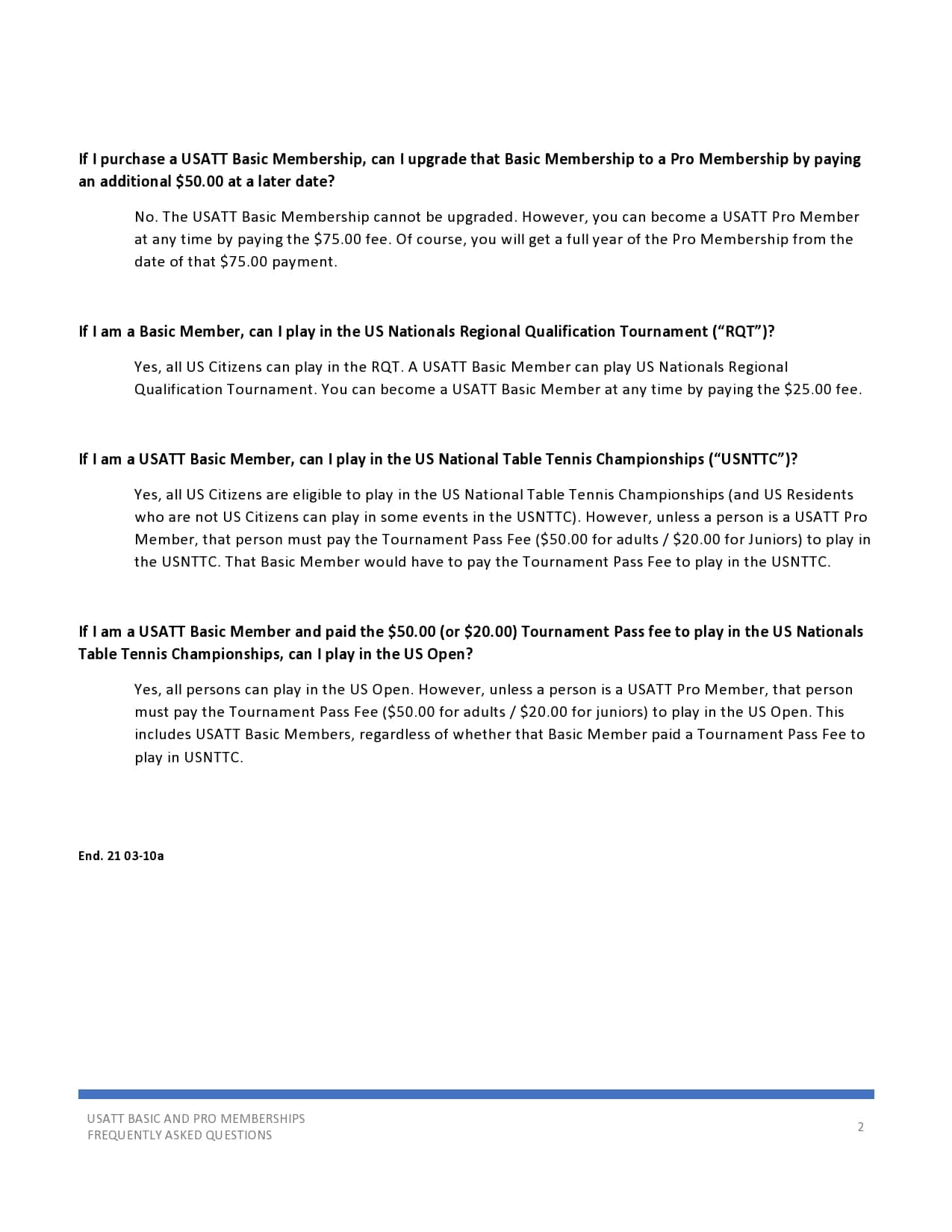 Membership FAQ pg. 2