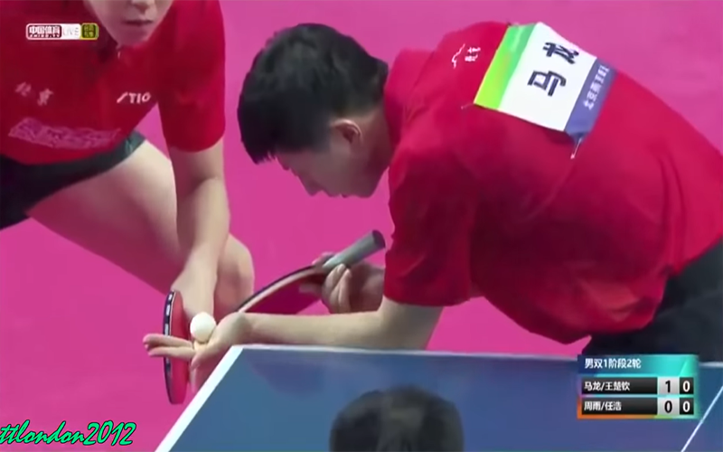 Ma Long Serves in 2021 Chinese National Games Doubles Qualifier.