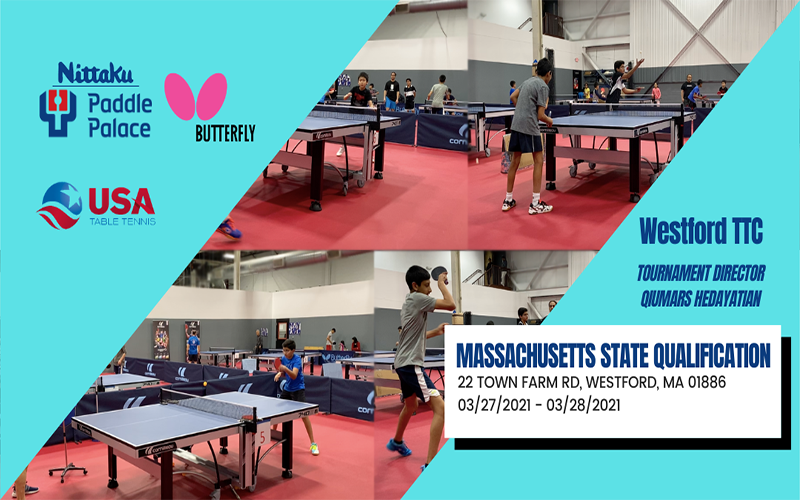 Westford TTC club play, USATT Logo, Paddle Palace Logo, Butterfly Logo