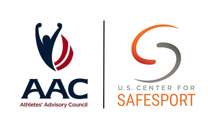 Athlete Advisory Counsil and SafeSport logos