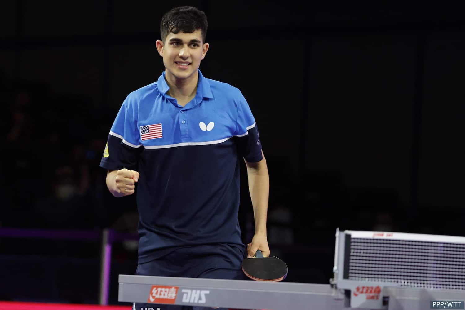 Kanak Jha 2021/11/24. Round of 64 at 2021 World Table Tennis Championships Finals - George R. Brown Convention Center.