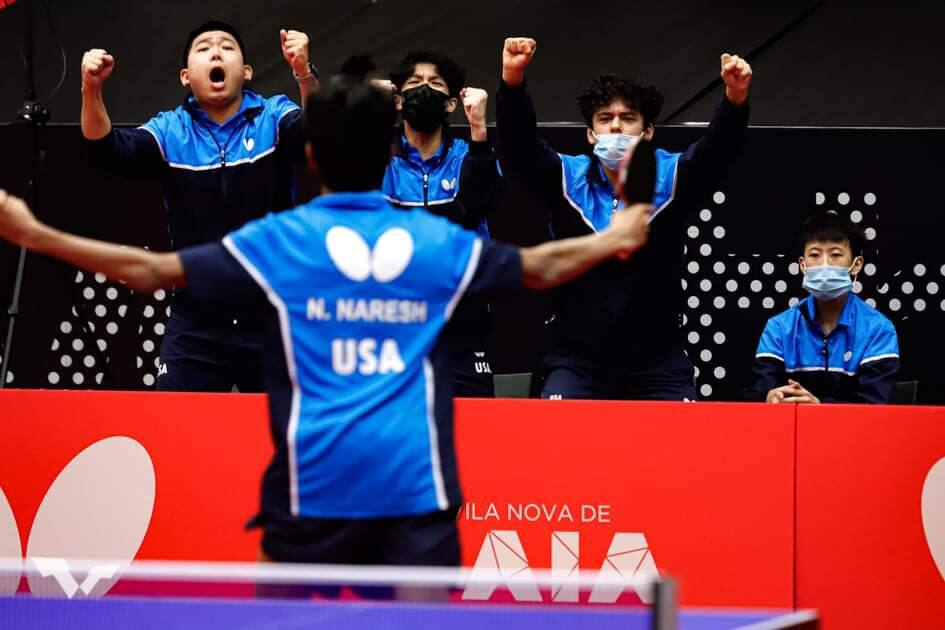 Jr National Team member Nandan Naresh celebrates point.