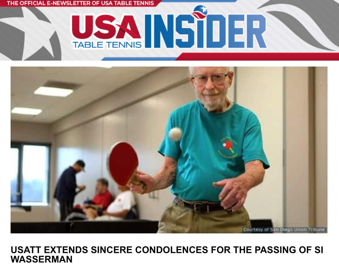 USATT Insider 395 Cover - Si Wasserman Tribute