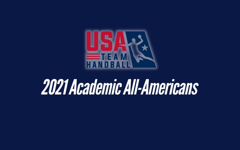 Academic All-Americans text with navy background and USATH logo