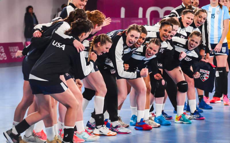 Women's National Team cheering each other on at the 2019 Pan American Games in Lima, Peru.