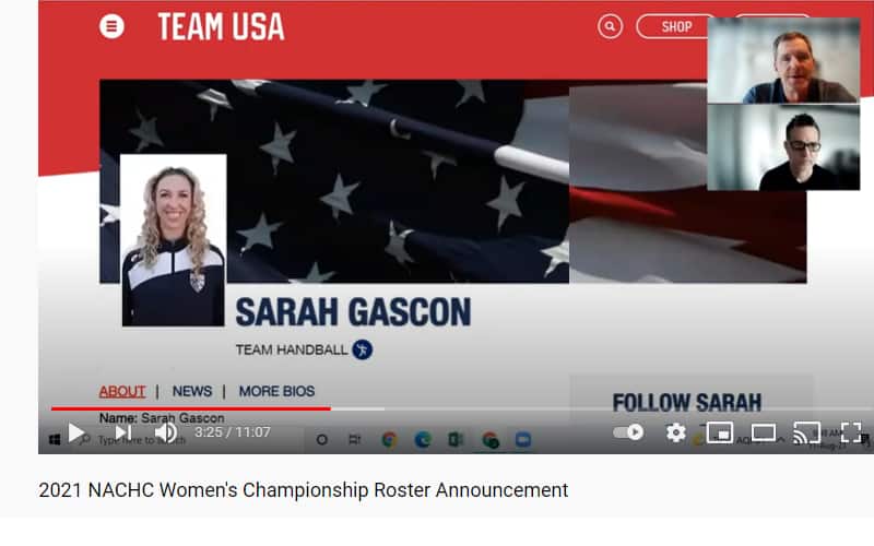 Screen Shot of Video Roster Announcement