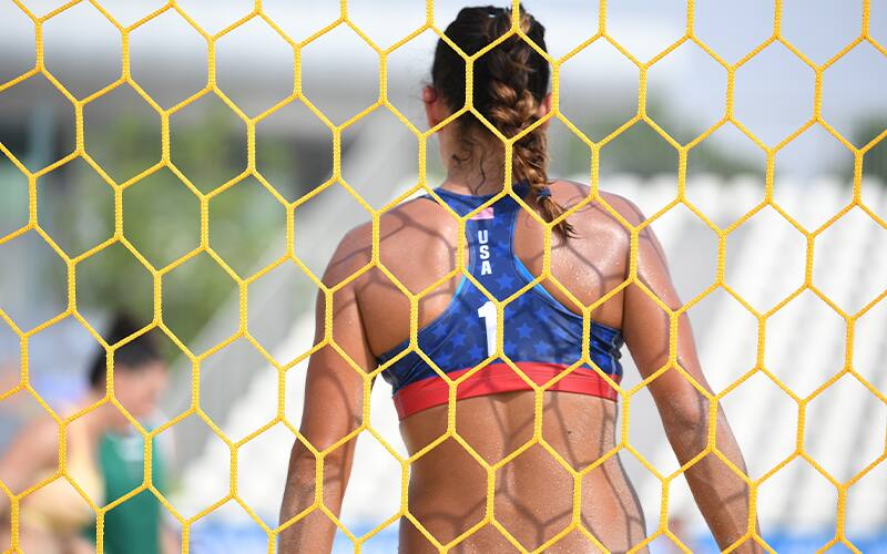 Photo of Staci Self, Team USA beach handball goalkeeper.