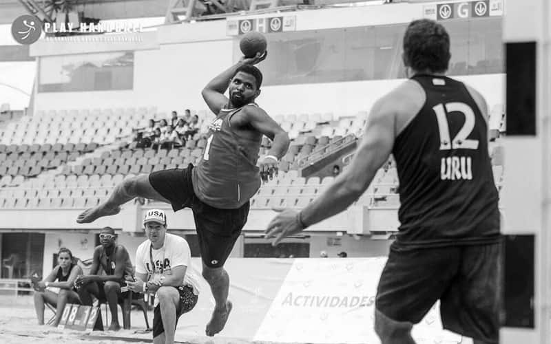 Action photo of USA Beach Handball athlete, Vince Marchbanks