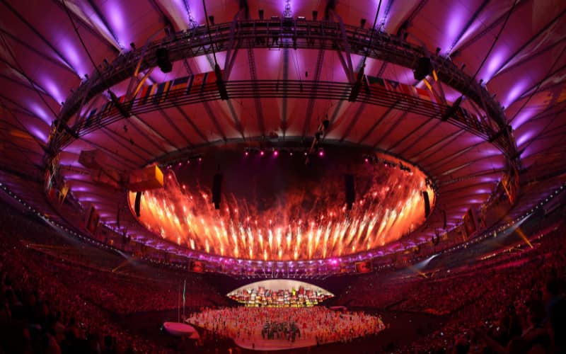 Wide shot of the Olympic Opening Ceremony