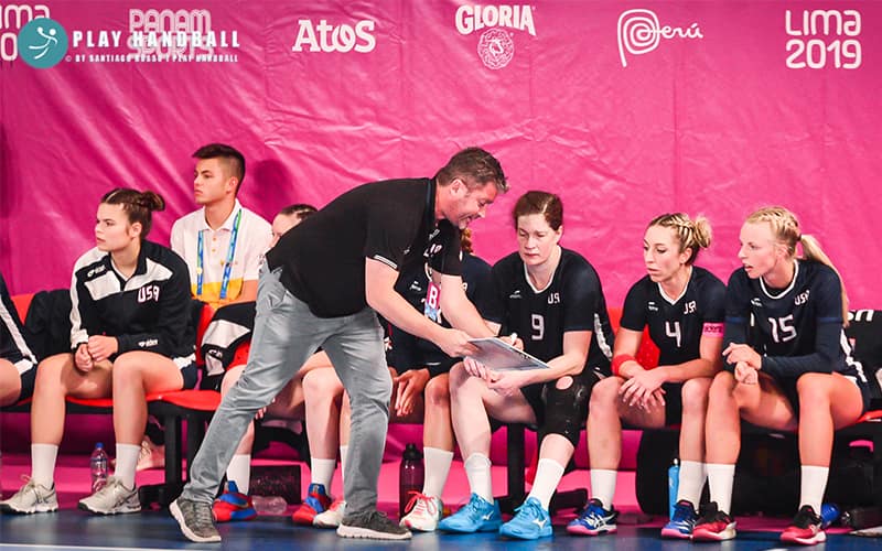 Christian Latulippe coaching the Women's National Team at the 2019 Pan American Games