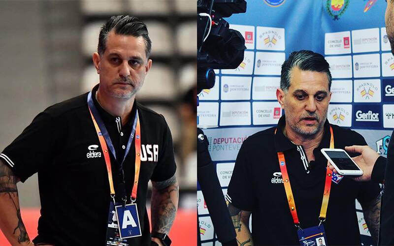 Julio Sainz in action coaching and doing an interview on behalf of USA Team Handball. 