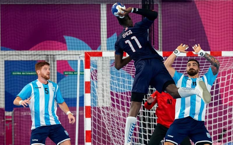 Abou Fofana of the U.S. men's national team in action at the 2019 Pan American Games in Lima, Peru.