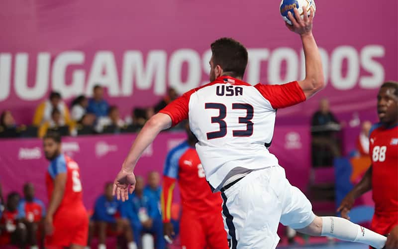 Sam Hoddersen of the U.S. men's national team in action at the 2019 Pan American Games in Lima, Peru.