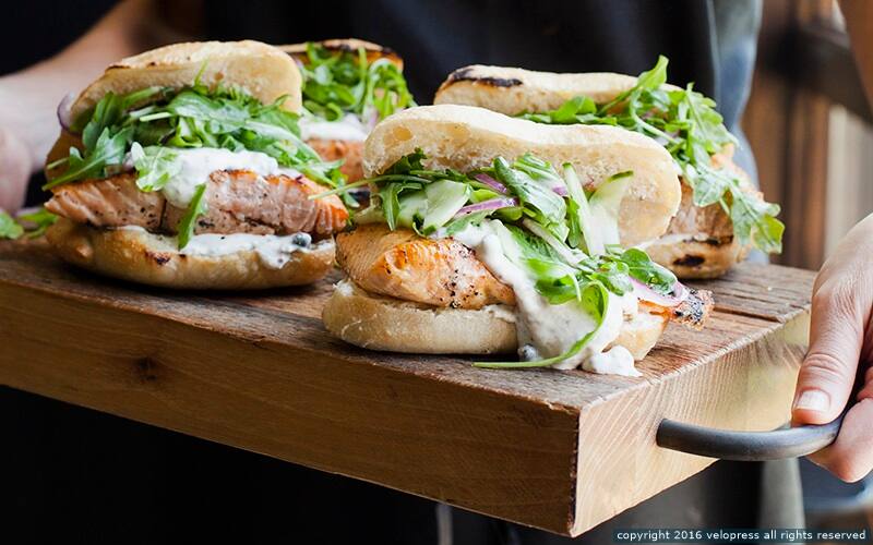 Salmon Steaks with Mustard Dressing