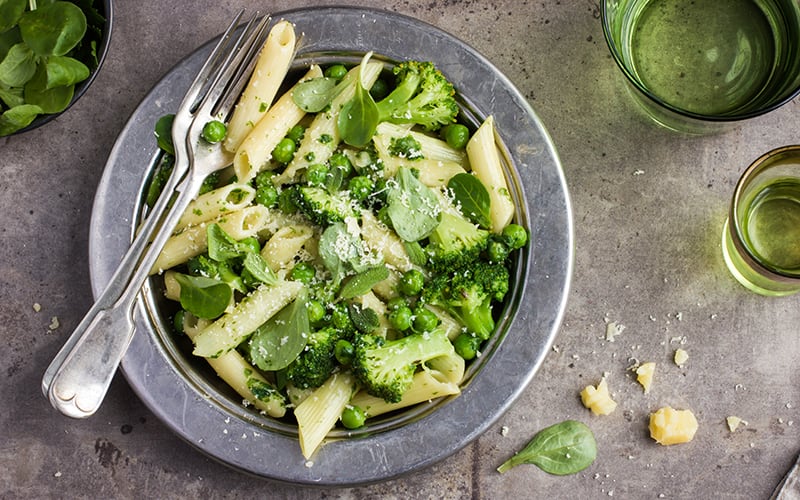 pasta and greens
