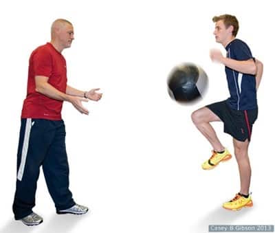 medicine ball thigh block throw