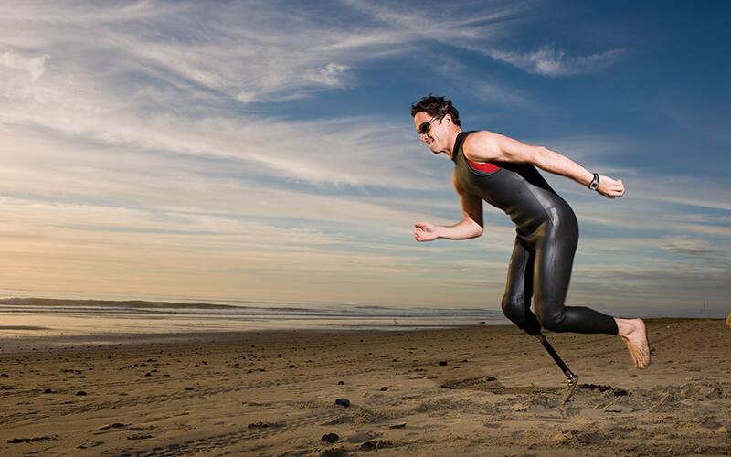 Paratriathlete Running