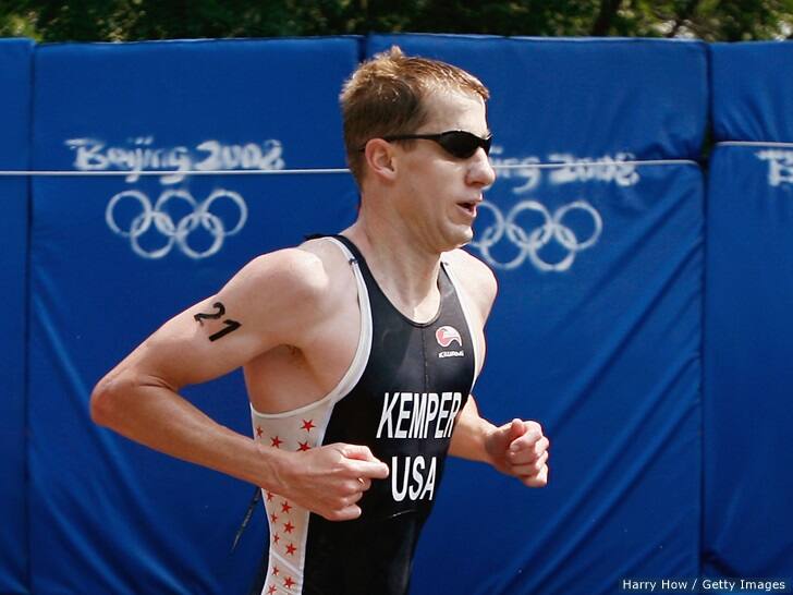 Hunter Kemper of the United States competes in the running portion of the Men's Triathlon Final at the Triathlon Venue on Day 11 of the Beijing 2008 Olympic Games on August 19, 2008 in Beijing, China.