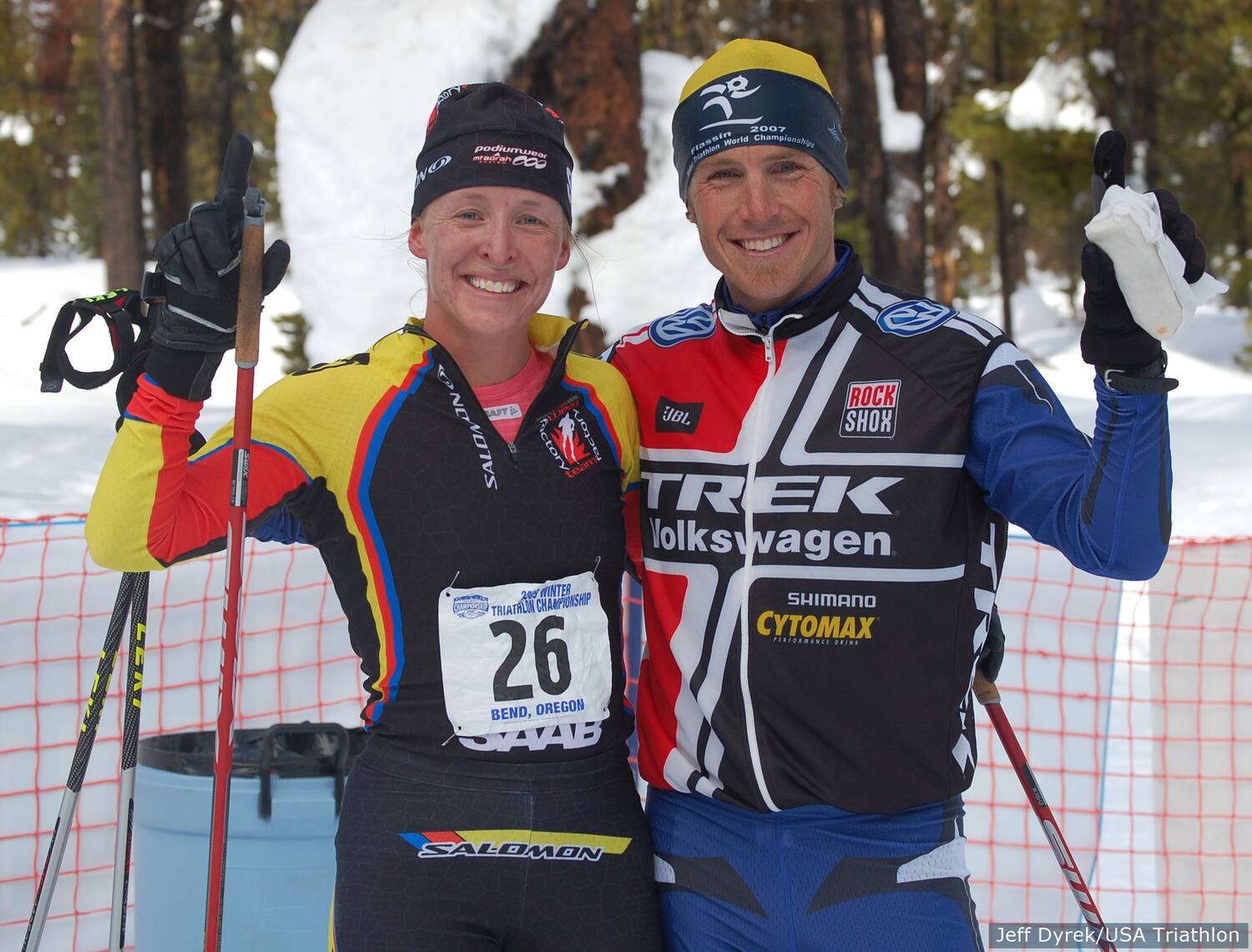 Overall winners Rebecca Dussault and Brian Smith