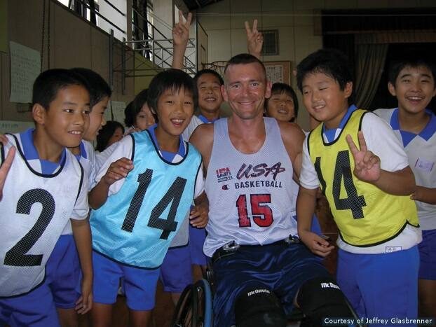 Triathlete and USA Basketball Paralympian Jeffrey Glasbrenner taking a breather while training for the Paralympics.