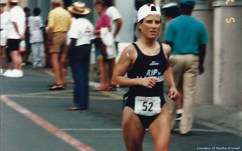 Martha Grinnell competes in the 1995 St. Croix Triathlon. 