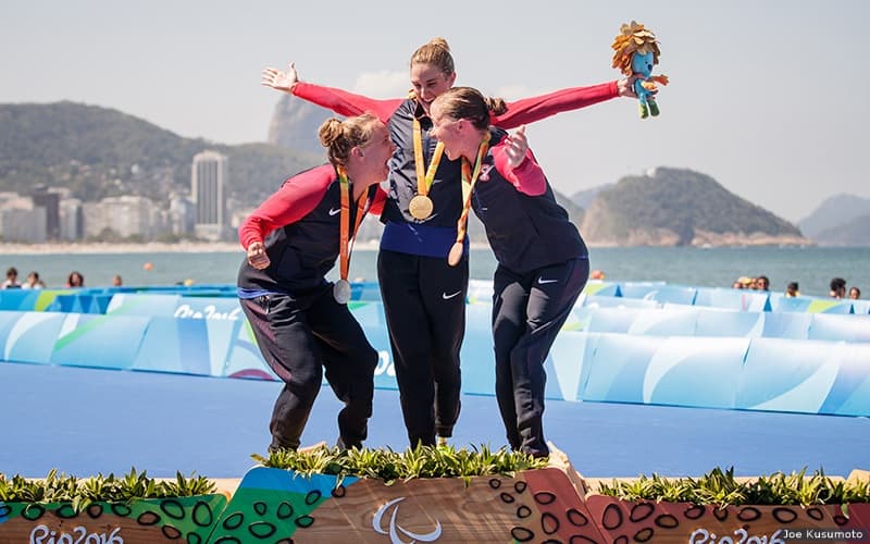 Paralympians Allysa Seely, Hailey Danz and Melissa Stockwell