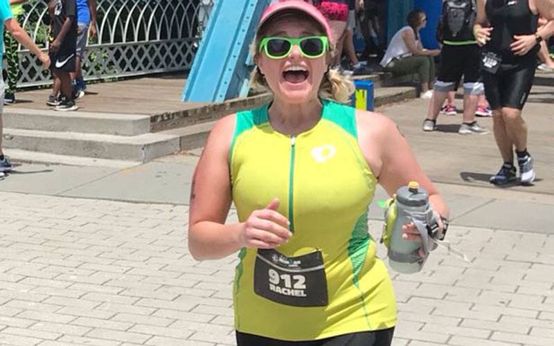 Rachel Hoadley-Clausen racing a Half Ironman