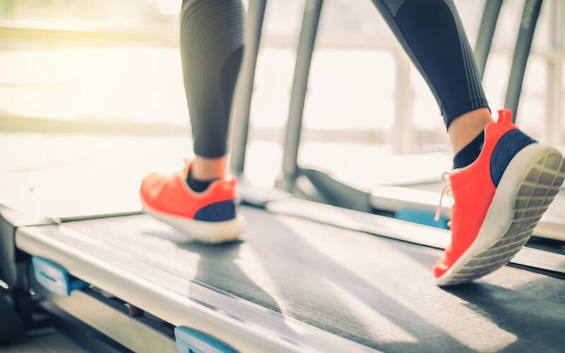 Blurry of  jogging on the treadmill