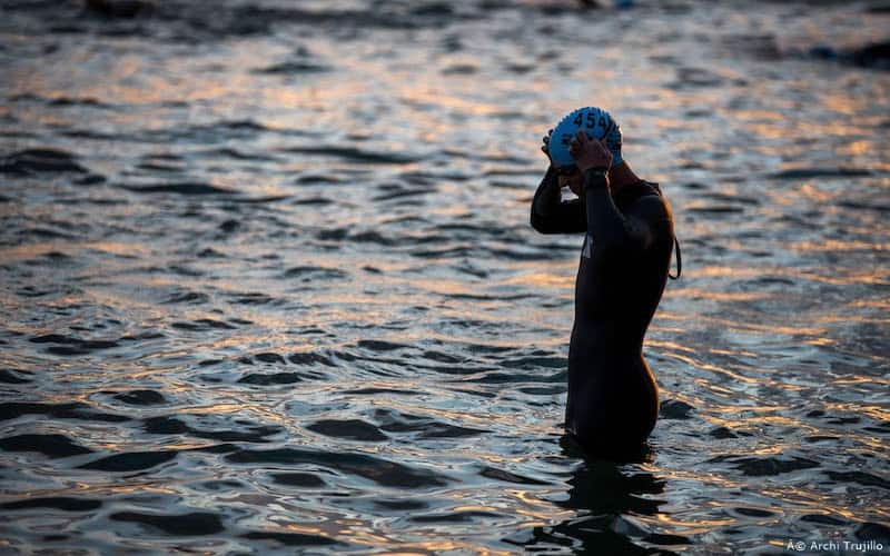 adjusting goggles in water
