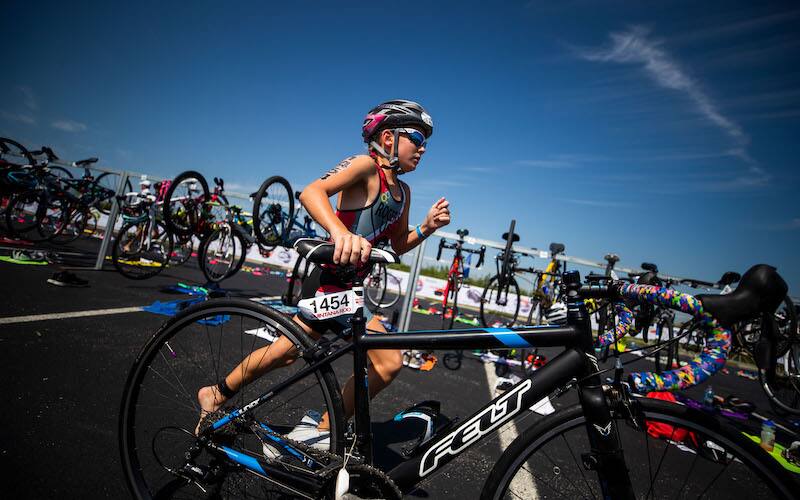 running with bike in transition