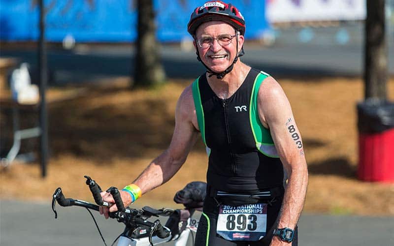 Athlete smiles at the 2021 Duathlon National Championships event