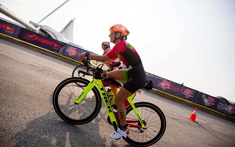 cyclist riding at USA Triathlon age group nationals 