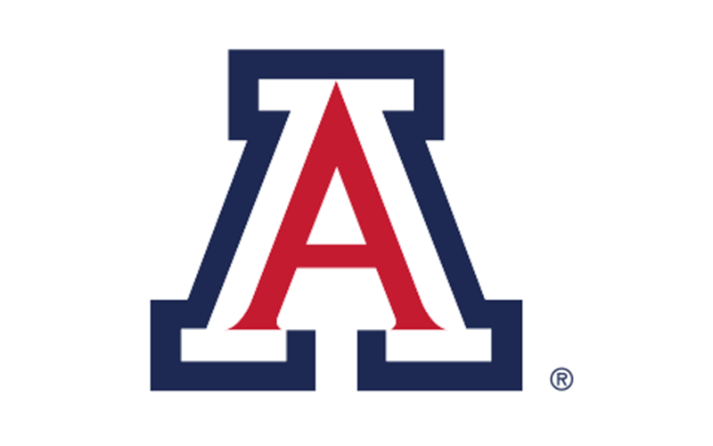 university of arizona logo. capital 'A' in red, white and blue