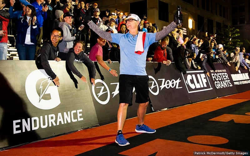 mike reilly at the finish line 