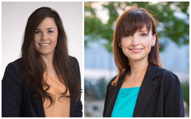 portrait headshot photos of women megan ritch (left) and kristina mena (right)