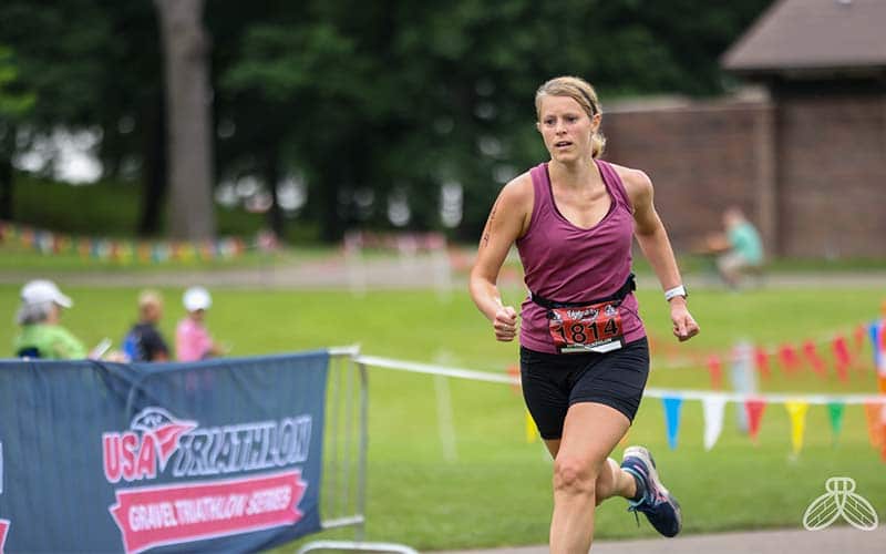 Runner at the Ugly Dog Gravel Triathlon in Michigan