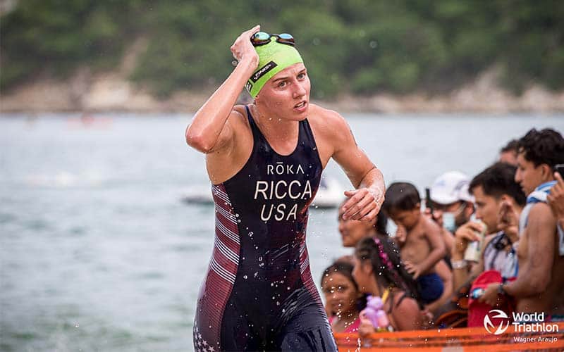 Liberty Ricca exits the swim in the Huatulco World Cup