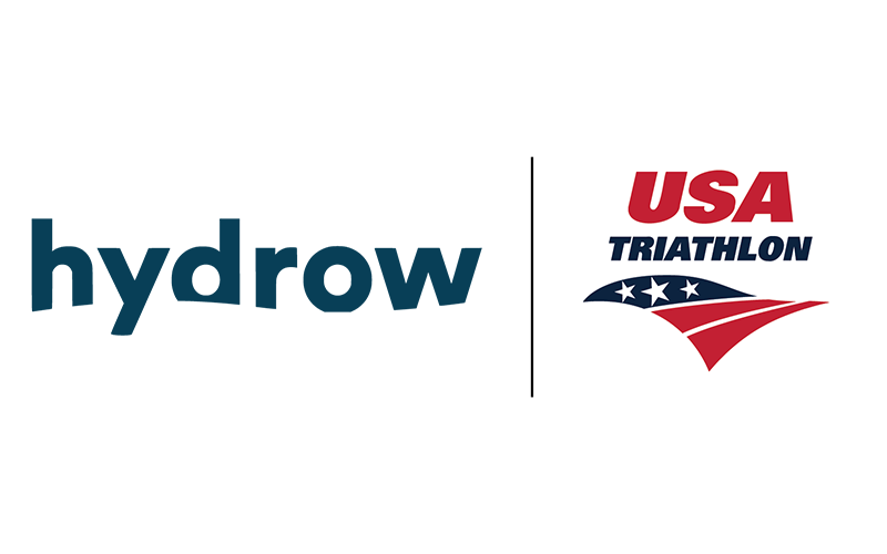 hydrow lockup logo with usa triathlon logo