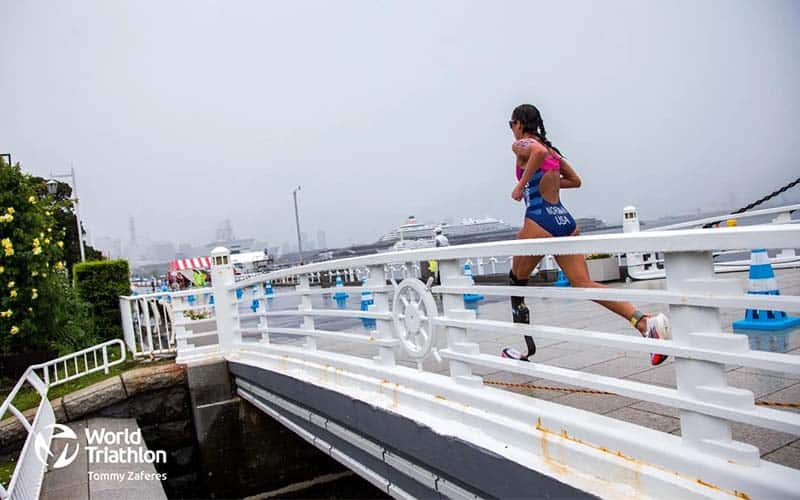 Grace Normans runs at the World Triathlon Para Series Yokohama race