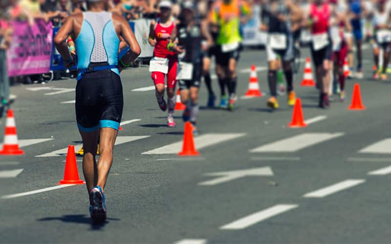 Athlete running in a race