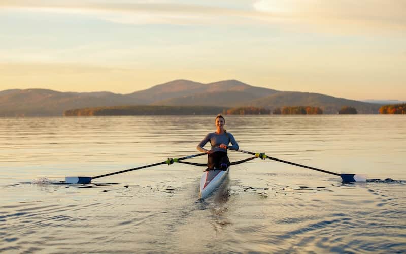 Female athlete rowing