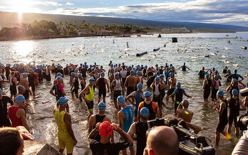 Athletes getting ready to swim
