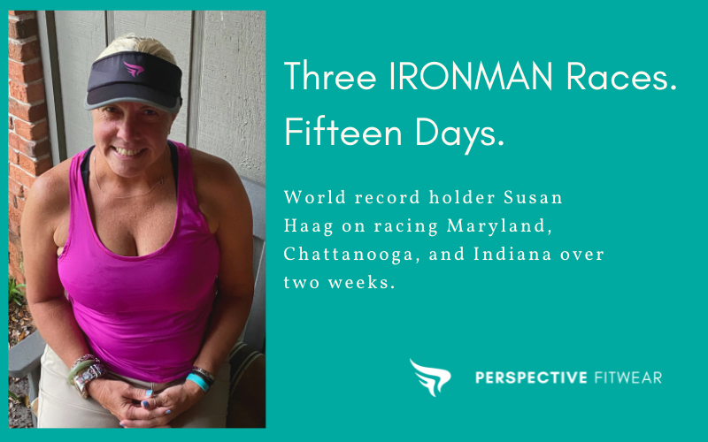 Susan Haag, the world record holder for most IRONMAN triathlons completed by a woman.