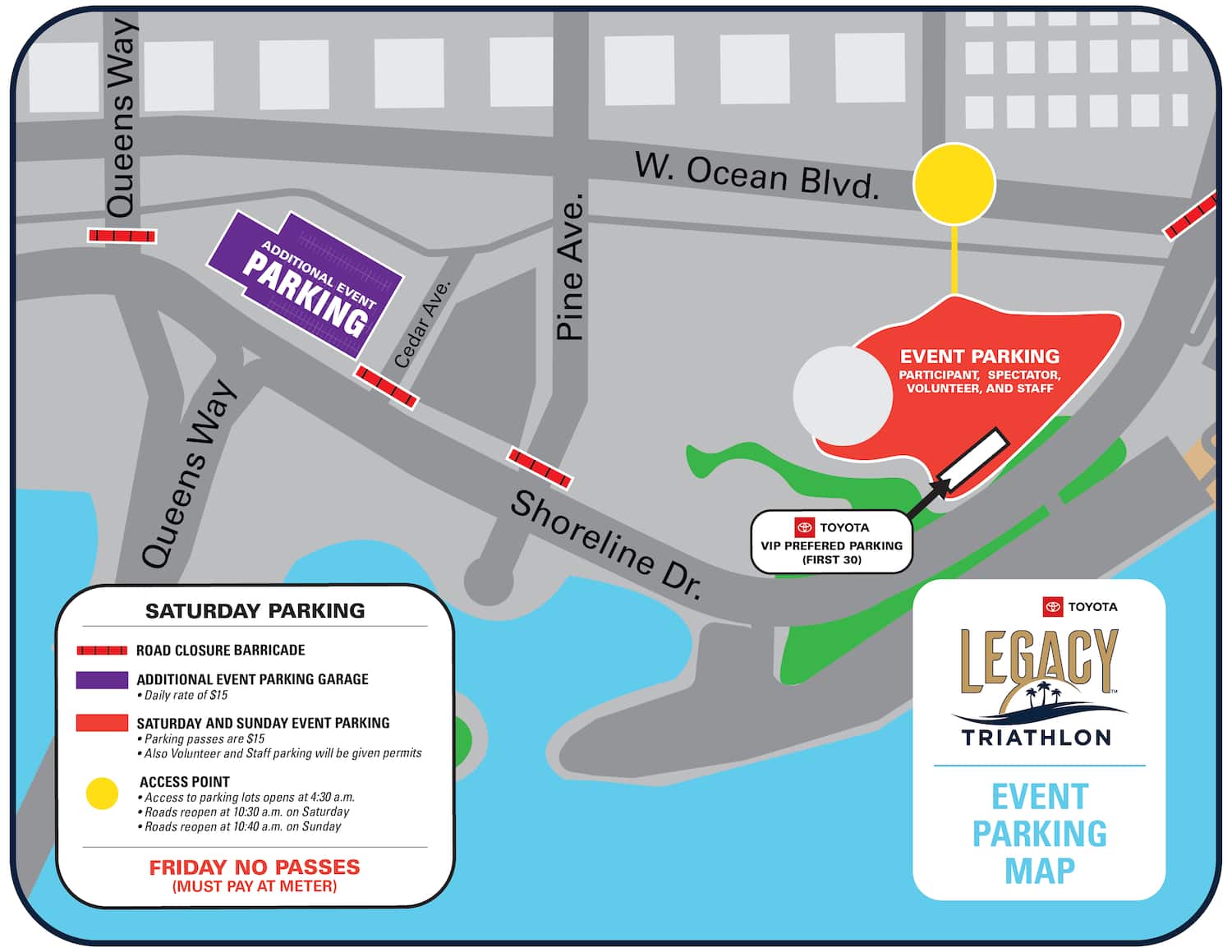 map of the parking area at legacy triathlon