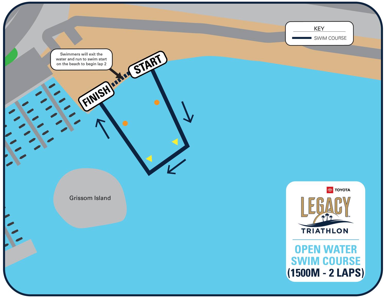 map of open water swim at legacy